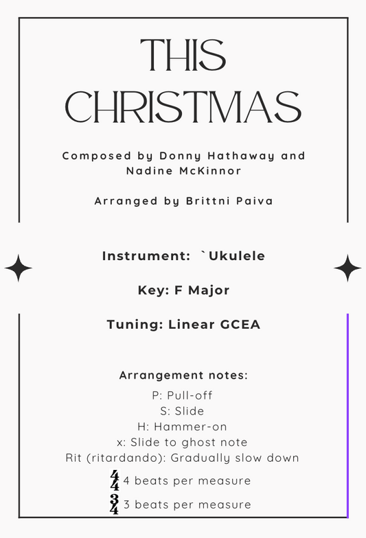 “This Christmas” Ukulele Tab +  MP3 + Video  Bundle | Brittni Paiva Ukulele