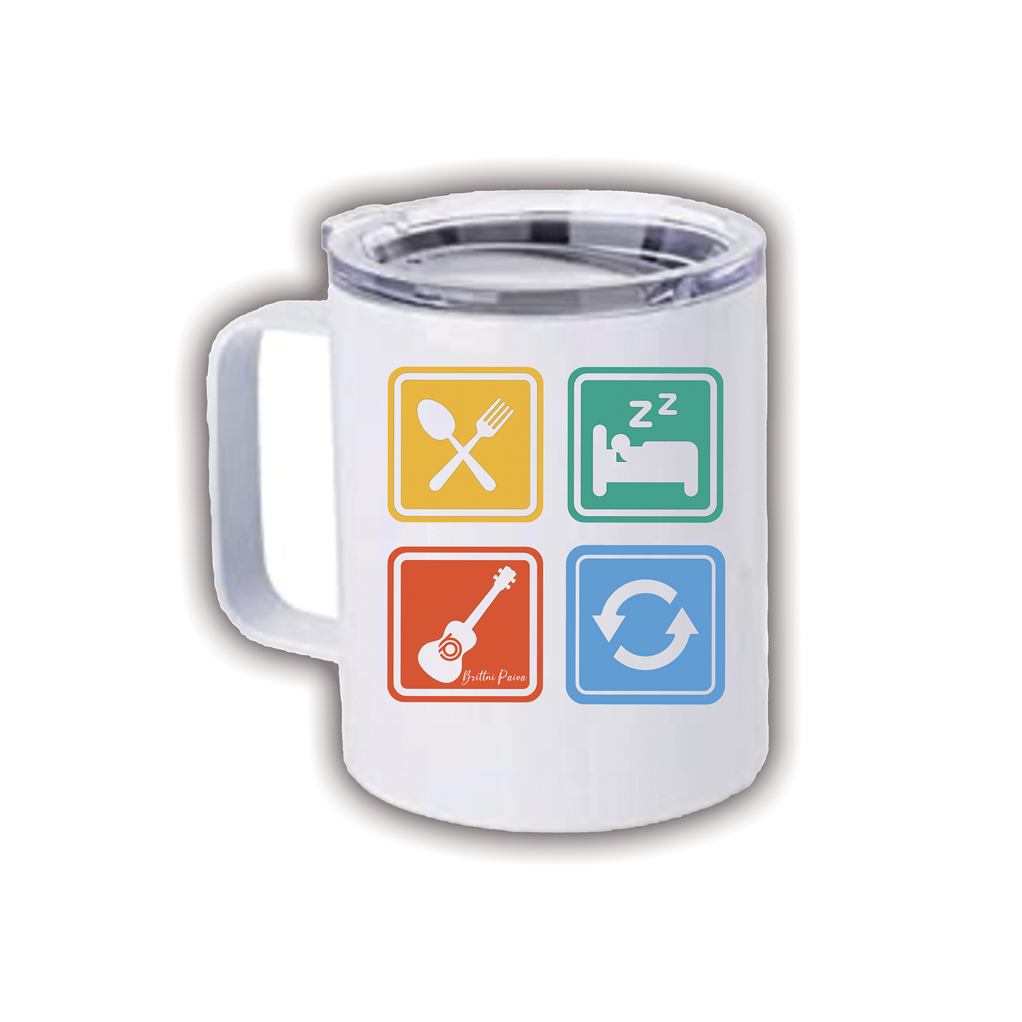 Eat, Sleep, ‘Ukulele, Repeat Retro Coffee Mug Tumbler